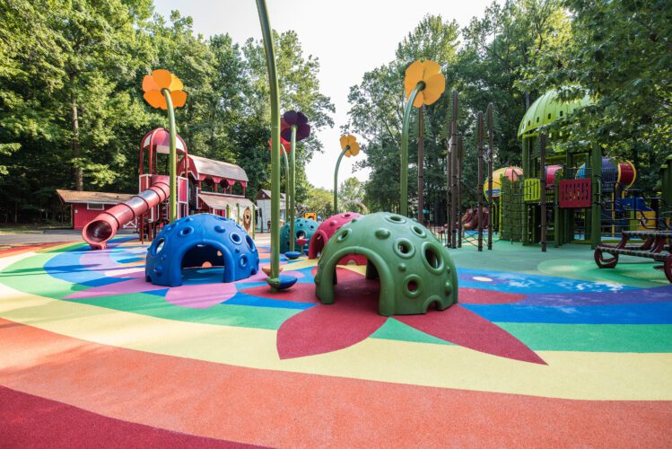 Bright and colorful playground.