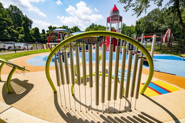 Landscape Structures Rhapsody Grandioso Chimes at beach-themed playground J. Franklyn Bourne Park Capitol Heights MD