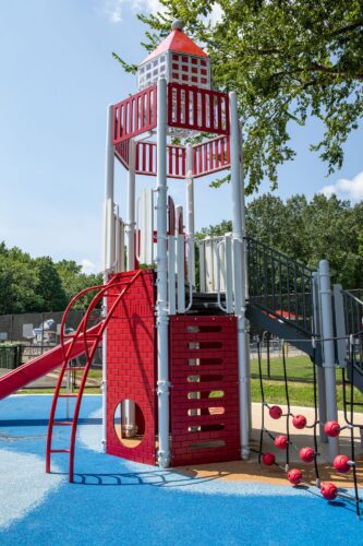 Custom Landscape Structures PlayBooster lighthouse tower with SlideWinder2 slide at J. Franklyn Bourne Park Capitol Heights MD